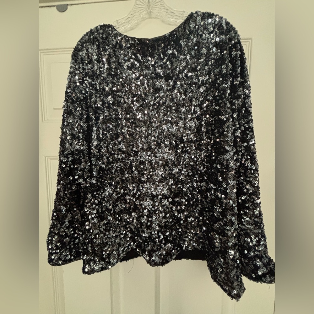 Together Black Sequin Blouse, Size L